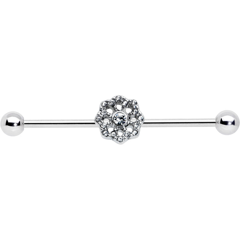 14G Clear Gem Baroque Fabulous Flower Industrial Barbell 38mm