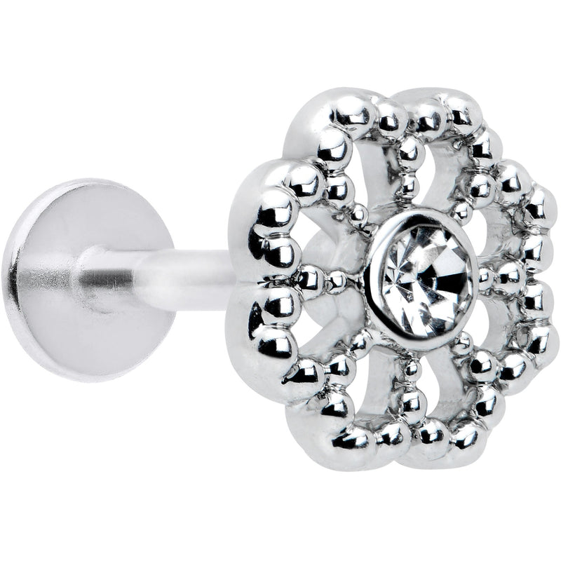 16G 5/16 Clear Gem Baroque Fabulous Flower Labret Monroe Tragus
