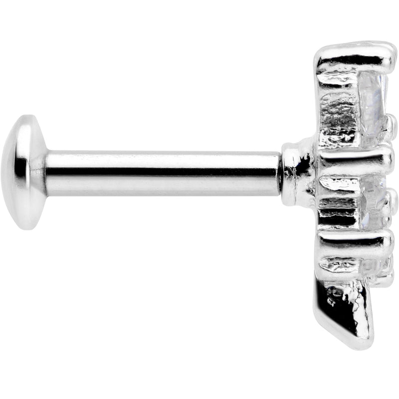 16G 1/4 Clear CZ Gem Leafy Branch Threadless Labret Tragus