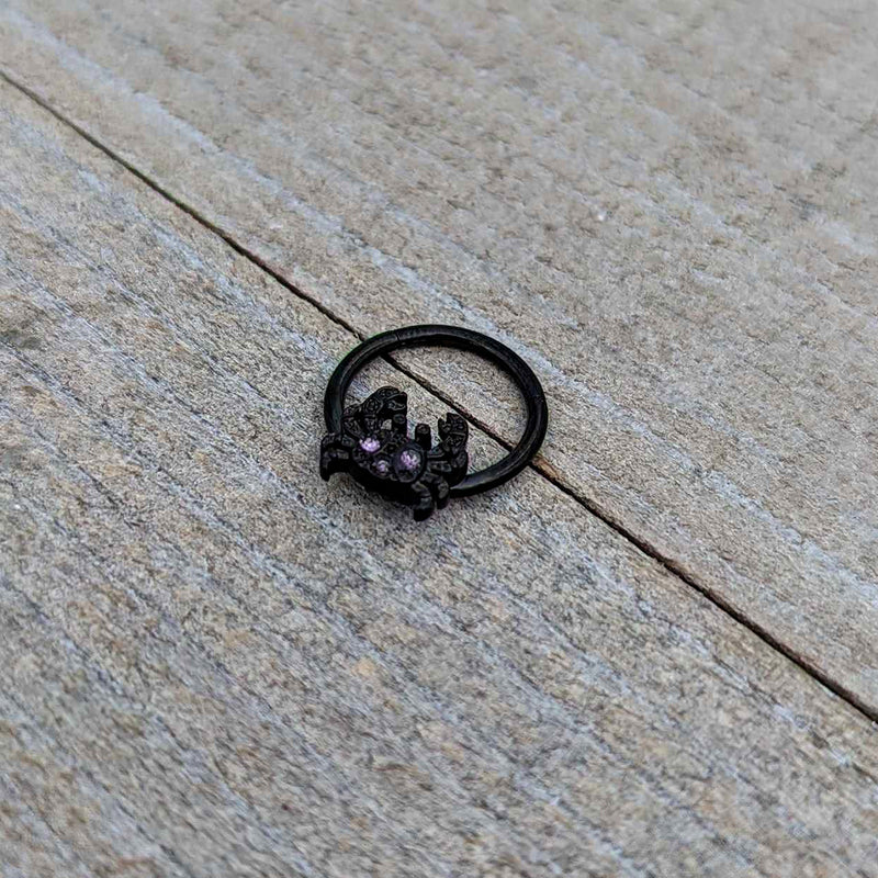 16G 3/8 Purple Gem Black Chic Crab Hinged Segment Ring