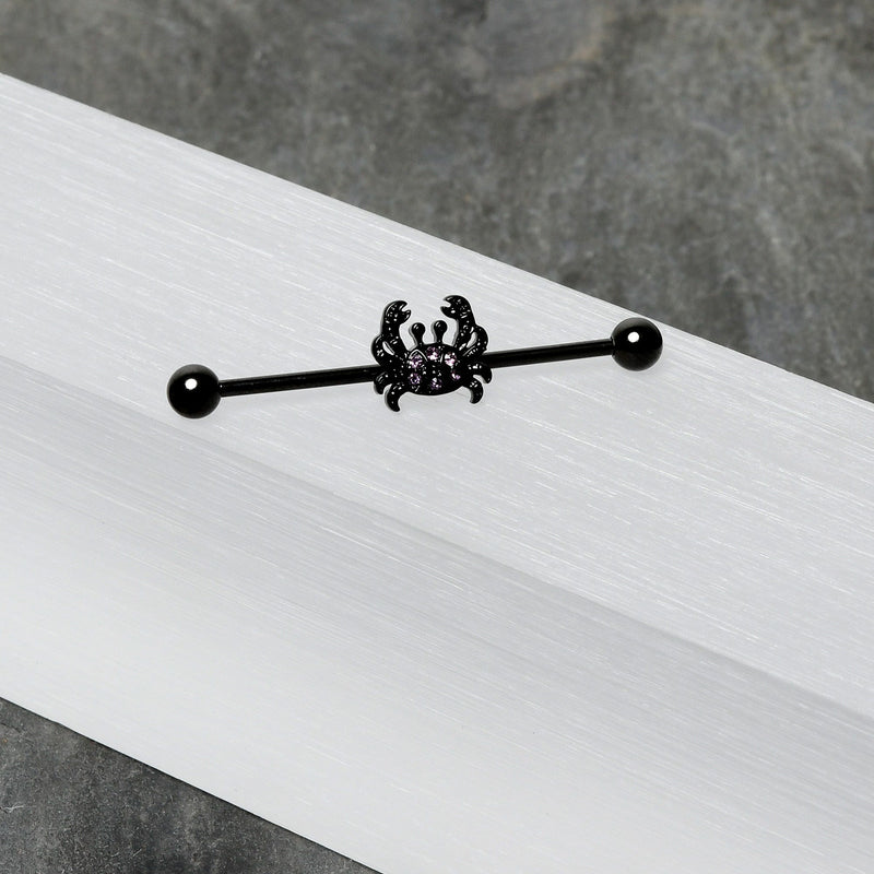 14G Purple Gem Black Chic Crab Industrial Barbell 38mm