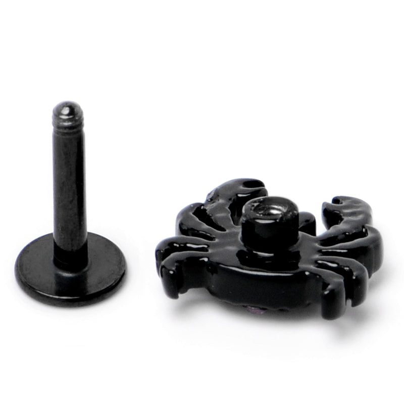 16G 1/4 Purple Gem Black Chic Crab Labret