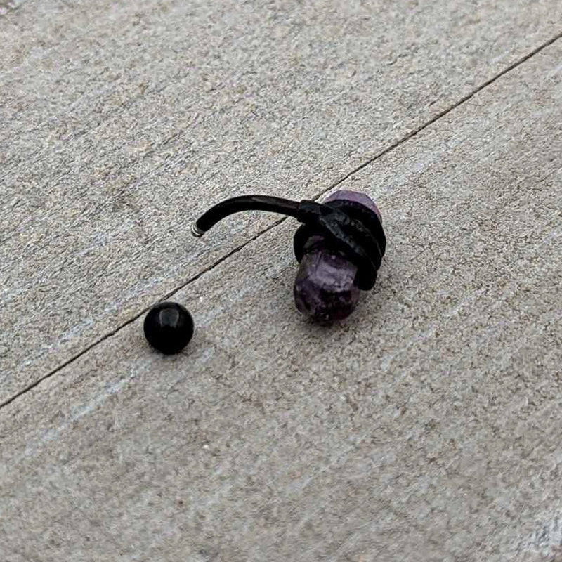 Purple Amethyst Stone Black Claw Belly Ring