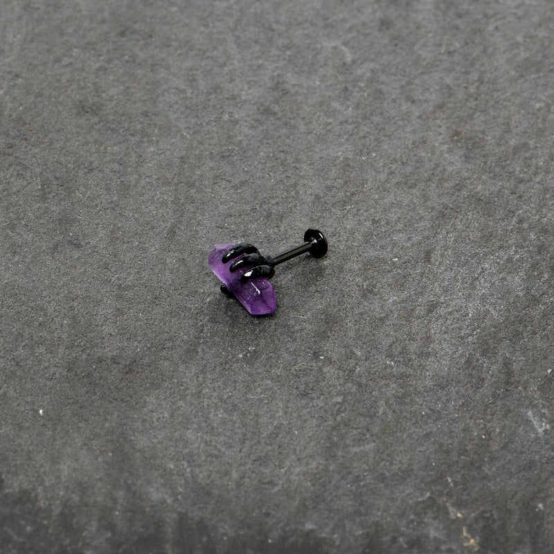16G 5/16 Purple Amethyst Black Claw Obelisk Labret Monroe Tragus