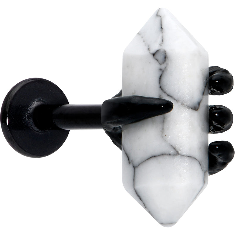 16G 5/16 White Howlite Black Claw Obelisk Labret Monroe Tragus