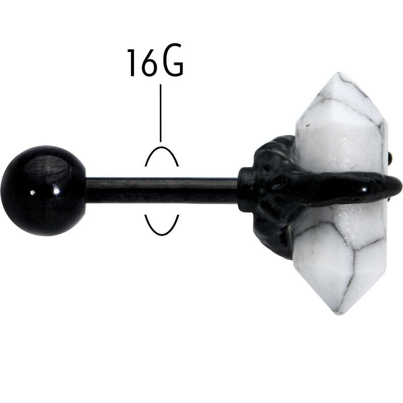 16G 1/4 White Howlite Black Claw Obelisk Cartilage Earring