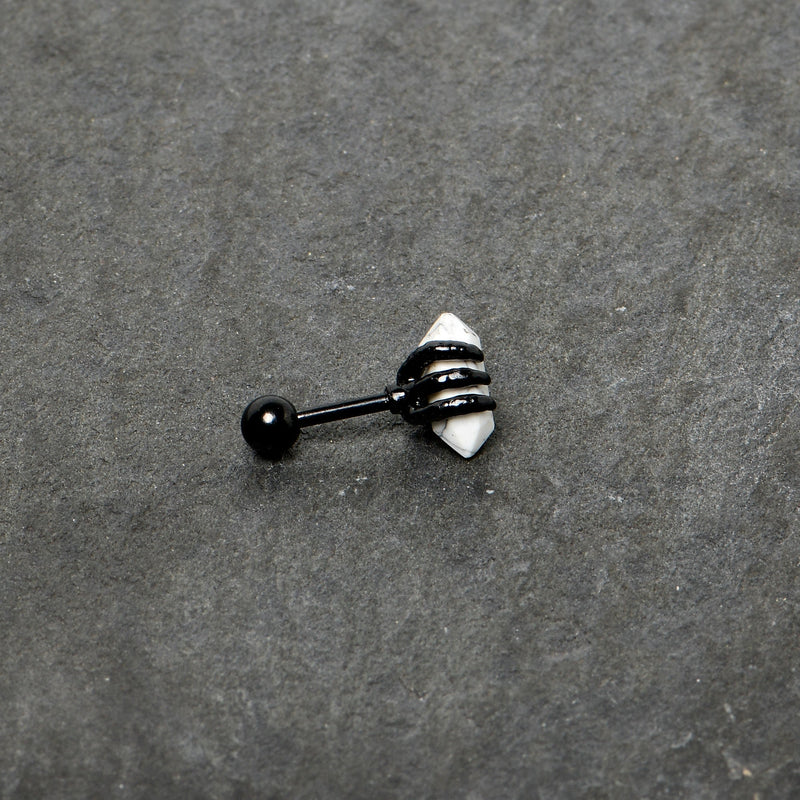 16G 1/4 White Howlite Black Claw Obelisk Cartilage Earring