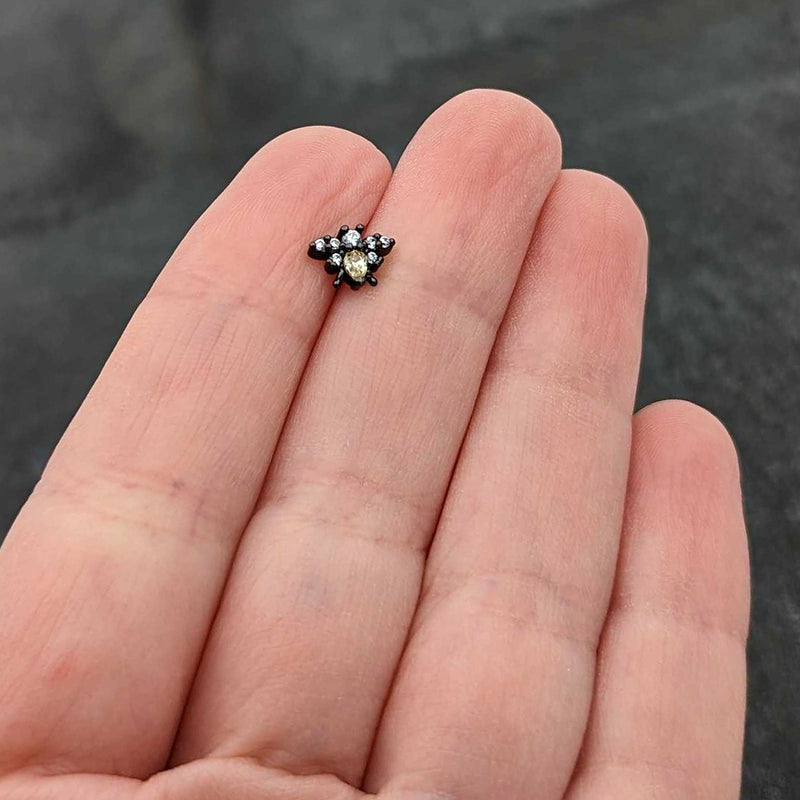 20G 1/4 Clear Yellow Gem Black Butterfly Nose Bone