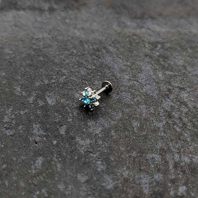 16G 5/16 Blue Gem Stylish Snowflake Labret Monroe Tragus