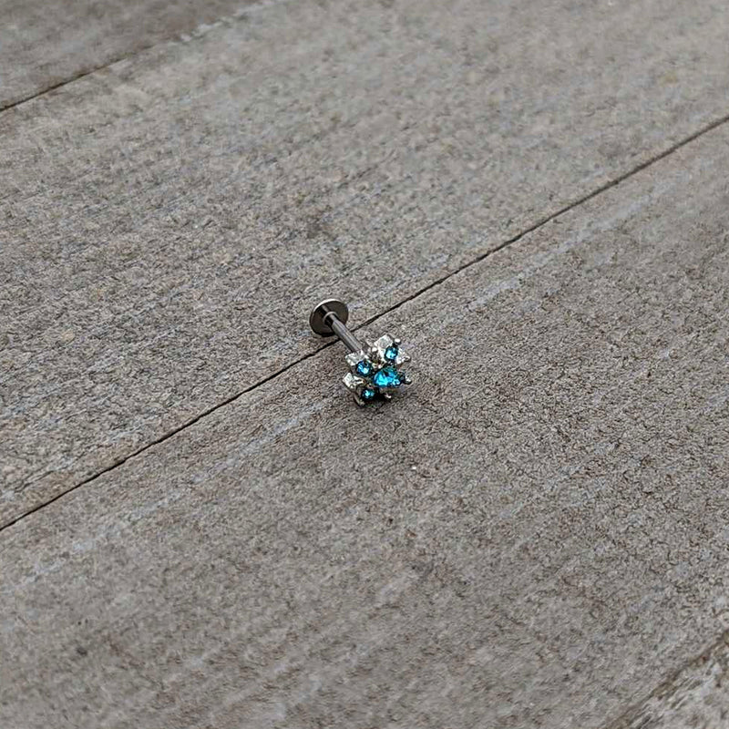 16G 5/16 Blue Gem Stylish Snowflake Labret Monroe Tragus