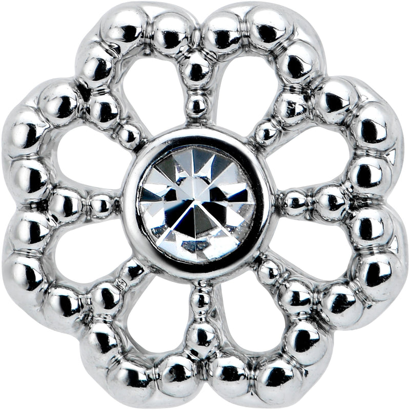 20G 7mm Clear Gem Epic Fabulous Flower L Shape Nose Ring