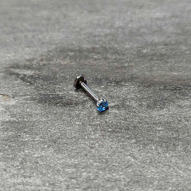 16G 5/16 Blue CZ ASTM F-136 Implant Grade Titanium Threadless Heart End Labret