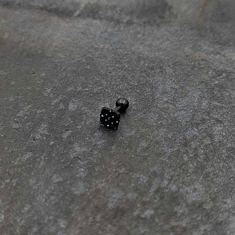 16G 1/4 Blue Gem Black Lacy Rhombus Cartilage Tragus Earring
