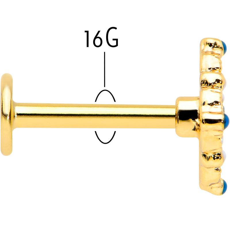 16G 5/16 Blue Gem Gold Tone Lacy Rhombus Labret Monroe Tragus
