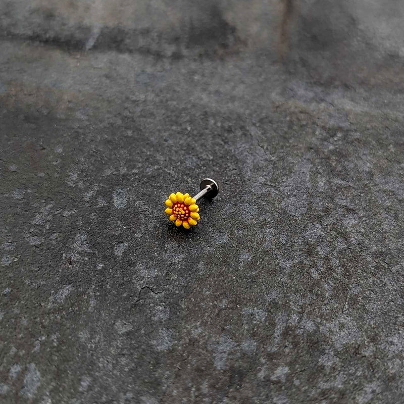 16G 5/16 Happy Sunflower Yellow Labret Monroe Tragus