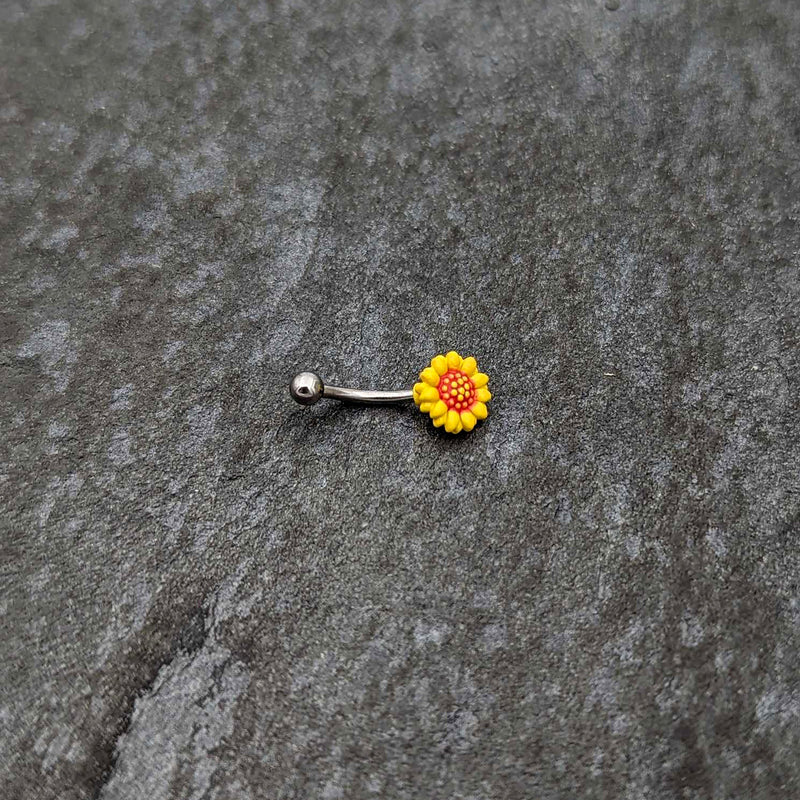16G 5/16 Happy Sunflower Yellow Curved Eyebrow Ring