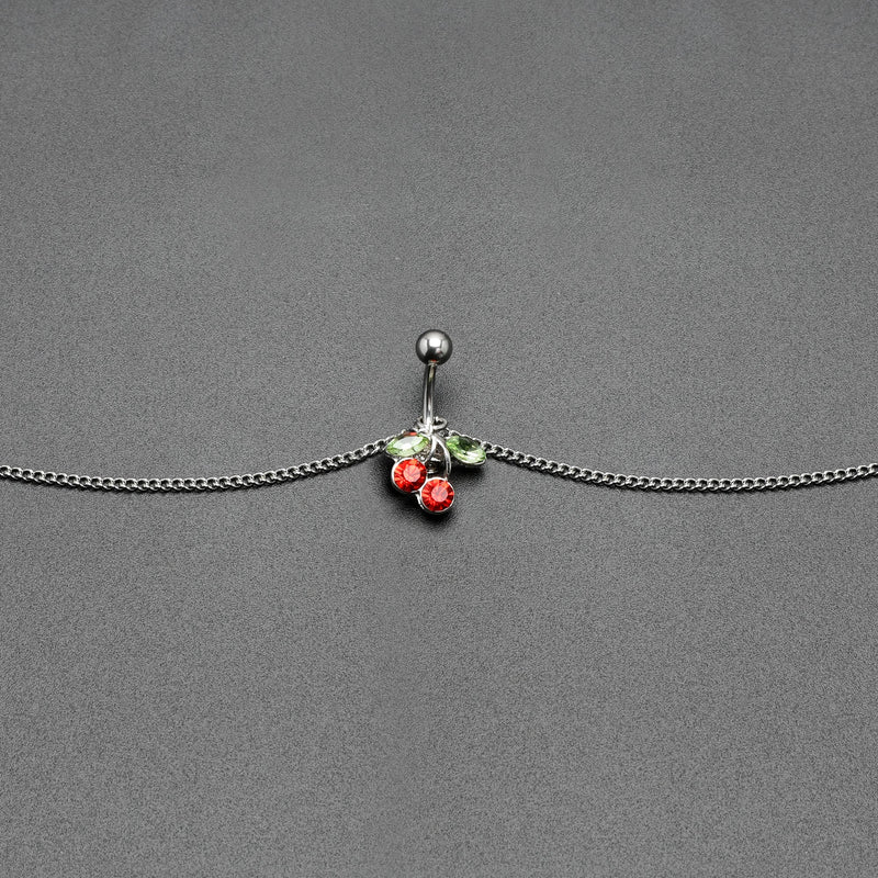Red Green Gem Cheery Cherries Fruit Belly Ring Belly Chain