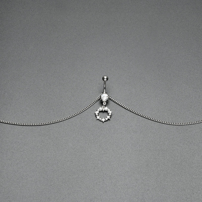 Clear Gem Wreath of Glam Dangle Belly Ring Belly Chain