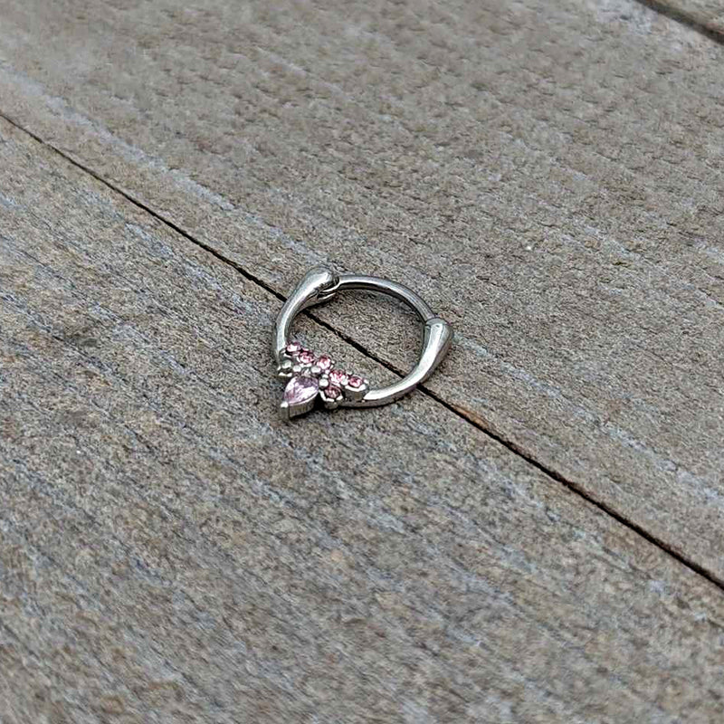 16G 5/16 Pink Gem Bee Glamour Cartilage Clicker