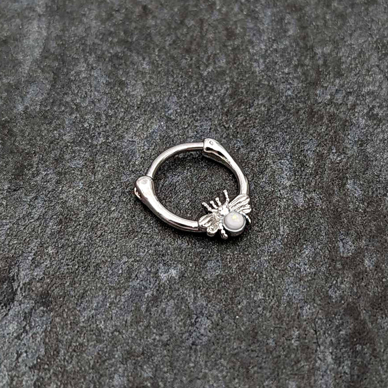 16G 5/16 White Faux Opal Ultra Fly Cartilage Clicker