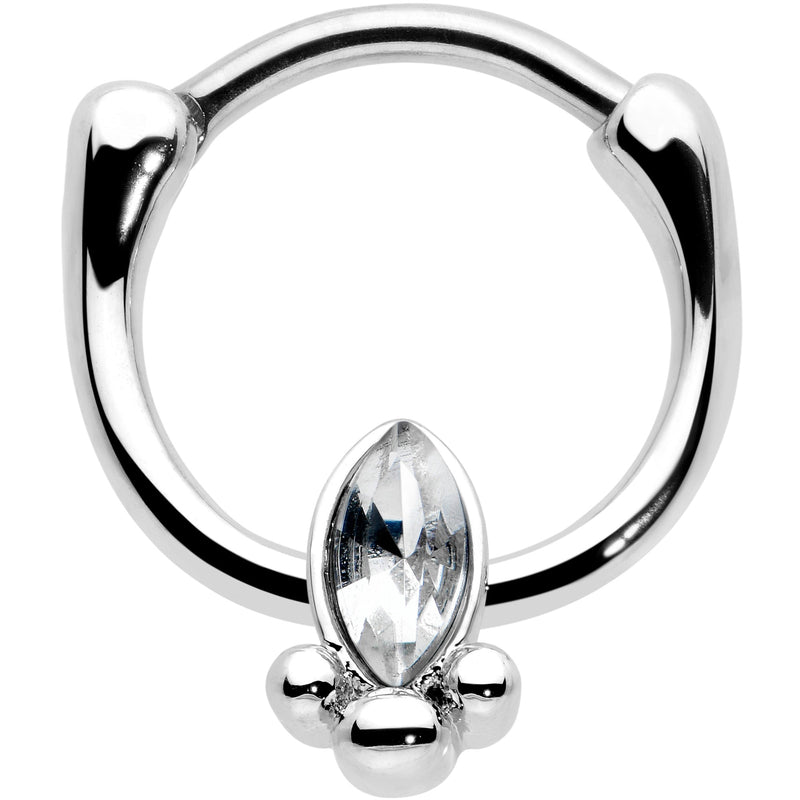 16G 5/16 Clear Gem Deco Oval Cartilage Clicker