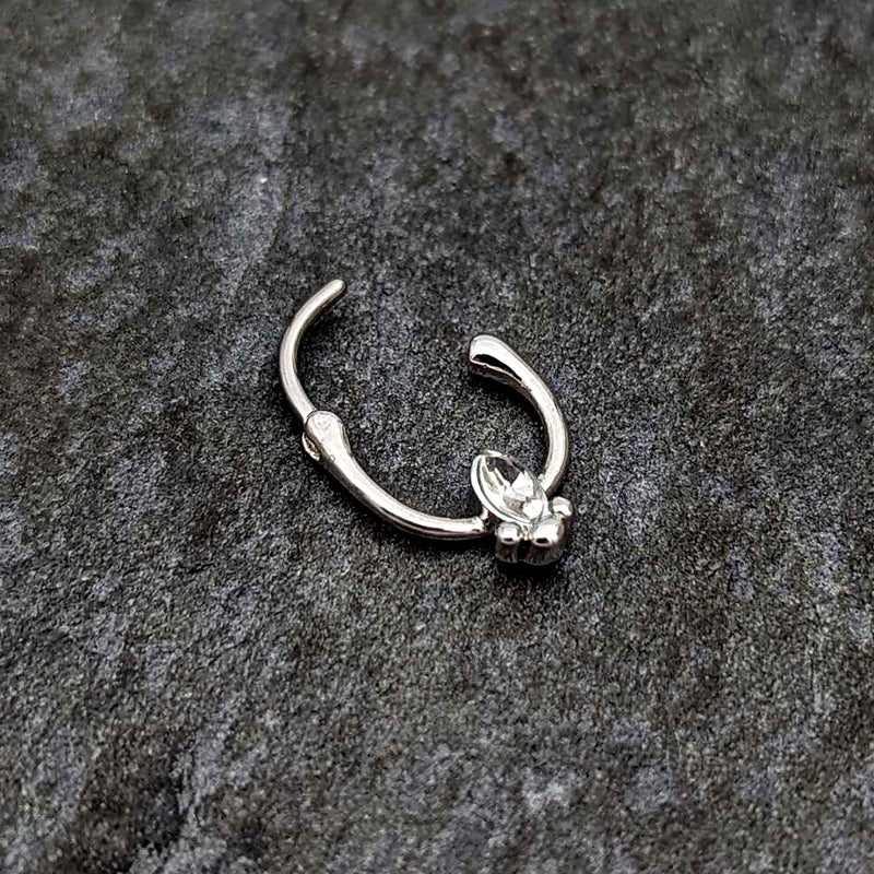 16G 5/16 Clear Gem Deco Oval Cartilage Clicker