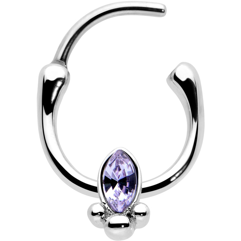 16G 5/16 Purple Gem Deco Oval Cartilage Clicker
