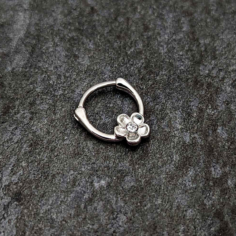 16G 5/16 Clear Gem Sweetheart Flower Cartilage Clicker