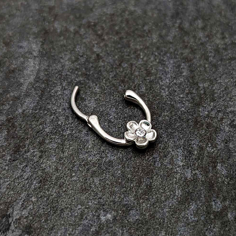 16G 5/16 Clear Gem Sweetheart Flower Cartilage Clicker