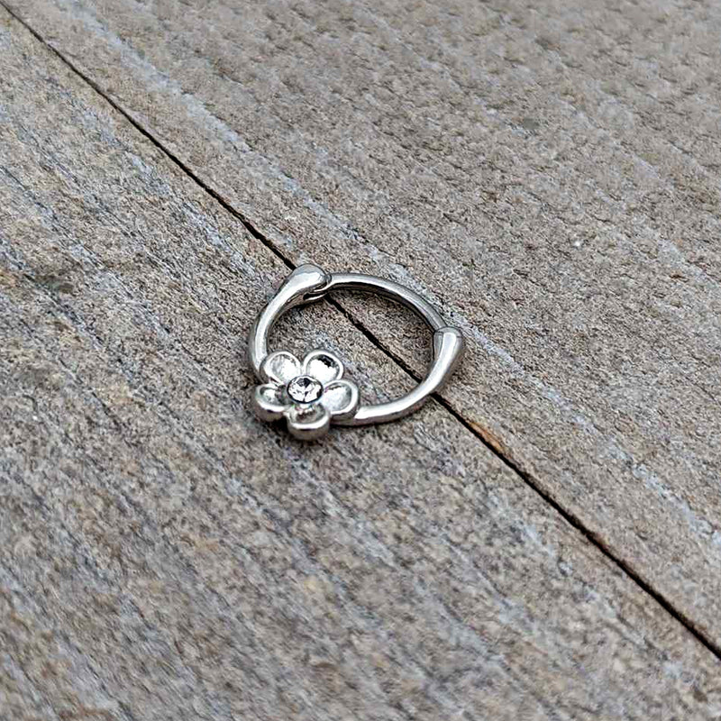 16G 5/16 Clear Gem Sweetheart Flower Cartilage Clicker