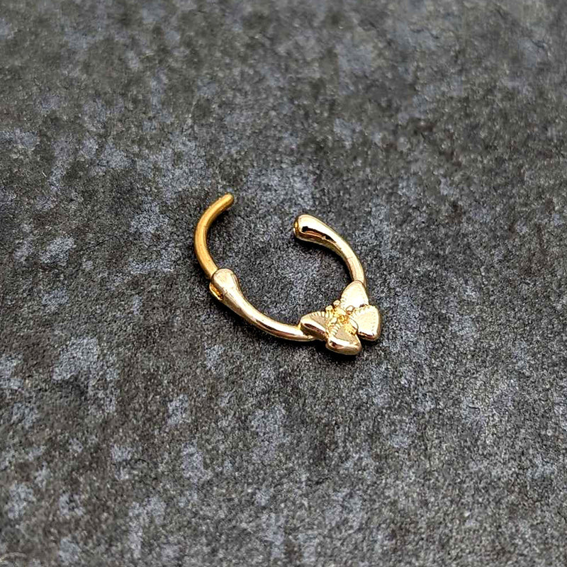 16G 5/16 Gold Tone Simple Textured Butterfly Cartilage Clicker