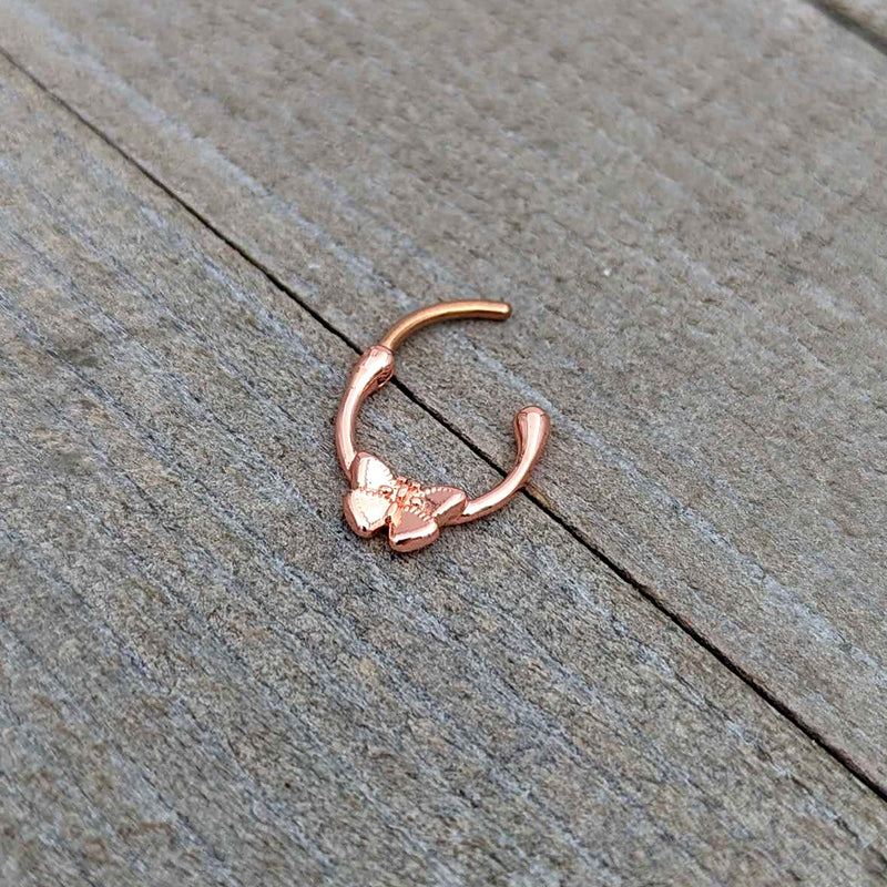 16G 5/16 Rose Gold Tone Simple Textured Butterfly Cartilage Clicker