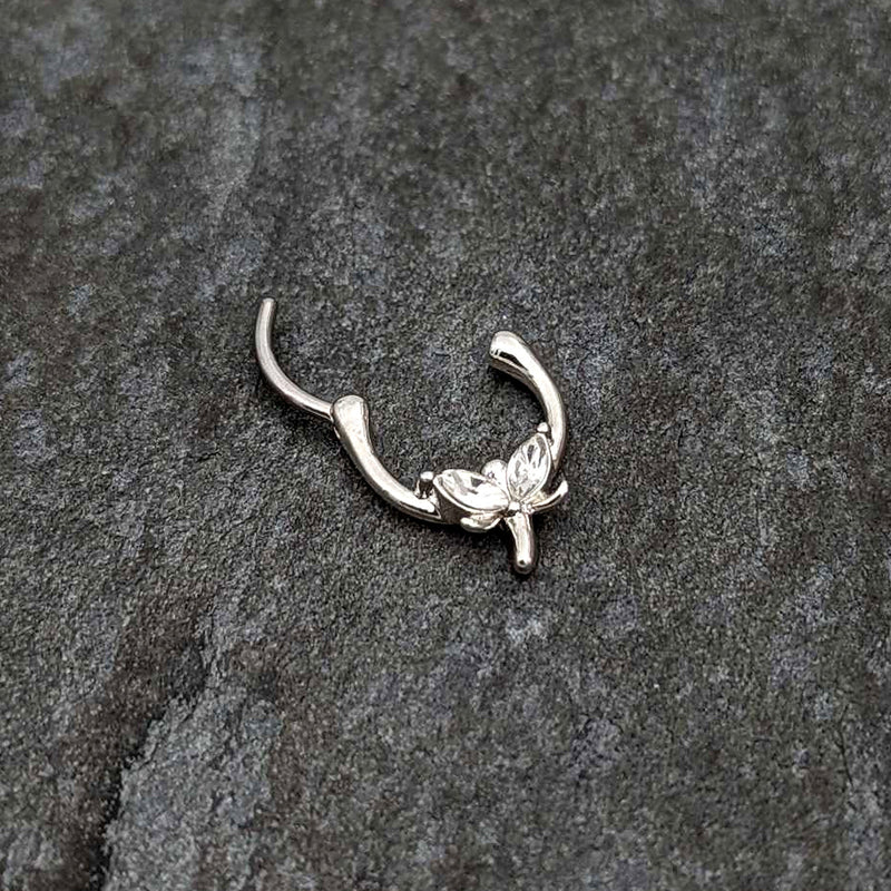 16G 5/16 Clear Gem Simple Style Dragonfly Cartilage Clicker