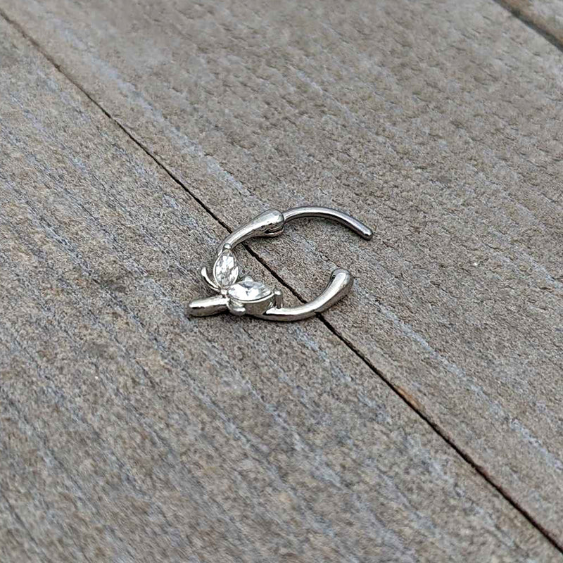 16G 5/16 Clear Gem Simple Style Dragonfly Cartilage Clicker