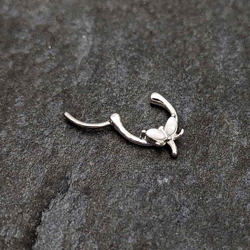 16G 5/16 White Faux Opal Simple Style Dragonfly Cartilage Clicker