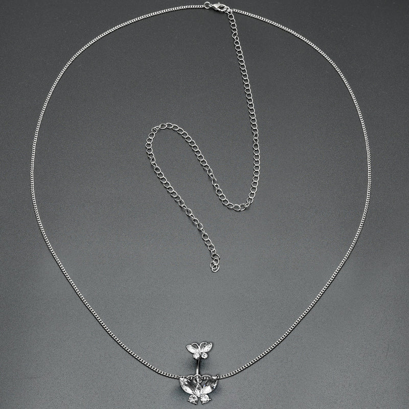 Clear Gem Butterfly Beauties Double Mount Belly Ring Belly Chain