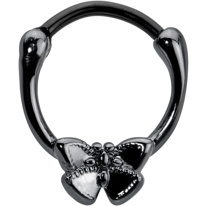 16G 3/8 Black Textured Simple Butterfly Cartilage Clicker