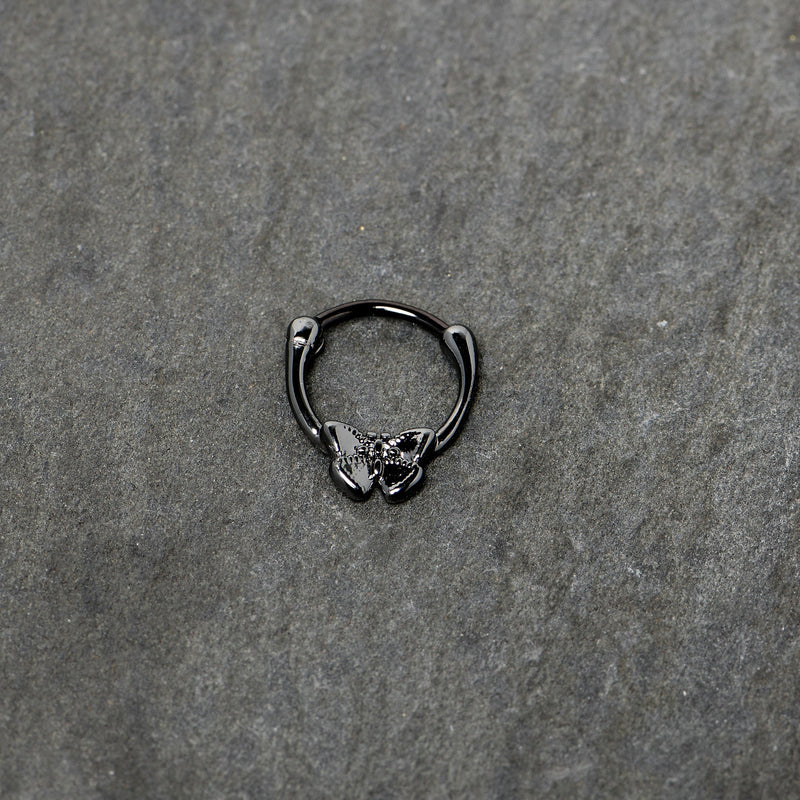 16G 3/8 Black Textured Simple Butterfly Cartilage Clicker