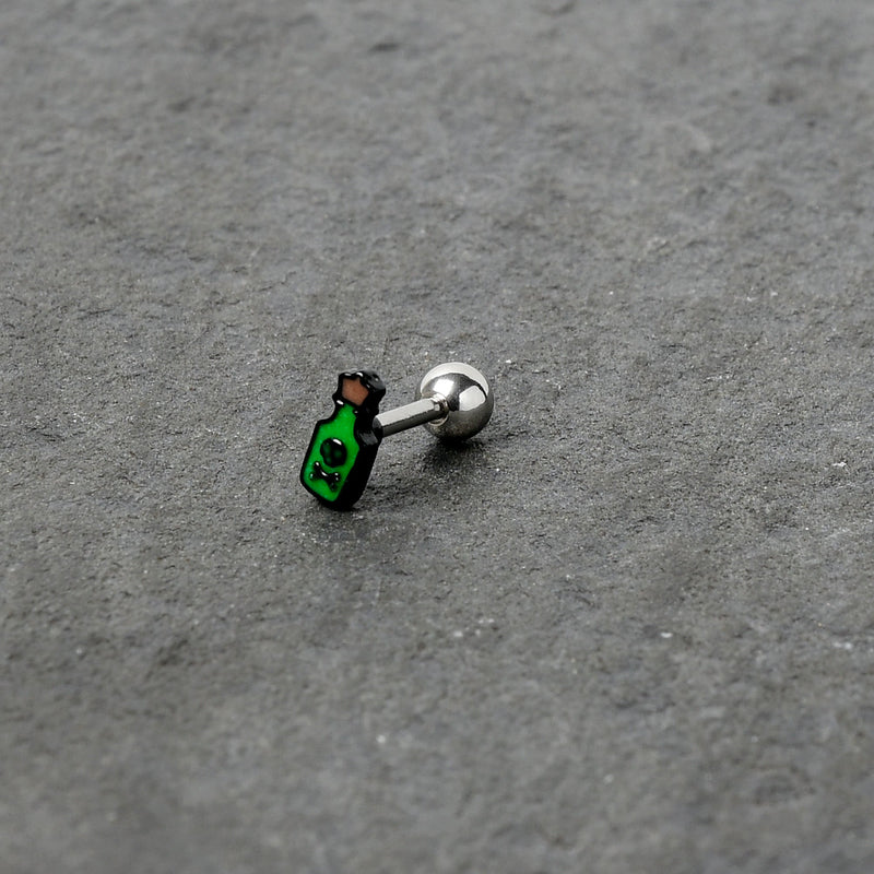 16G 1/4 Poison Green Bottle Glow in the Dark Cartilage Earring