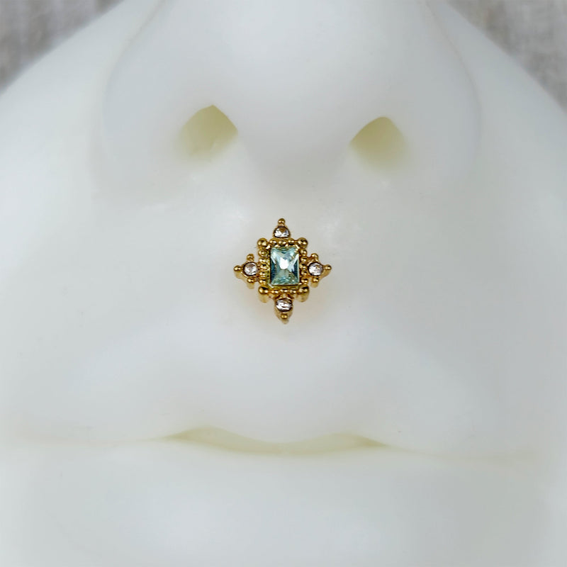 16G 5/16 Clear Gem Gold Tone Regal Seal Labret Monroe Tragus