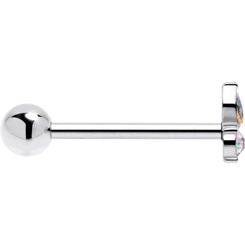 Aurora Gem Fleur de Lis Butterfly Barbell Tongue Ring