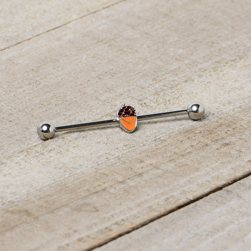 14G Autumn Acorn Brown Orange Industrial Barbell 38mm