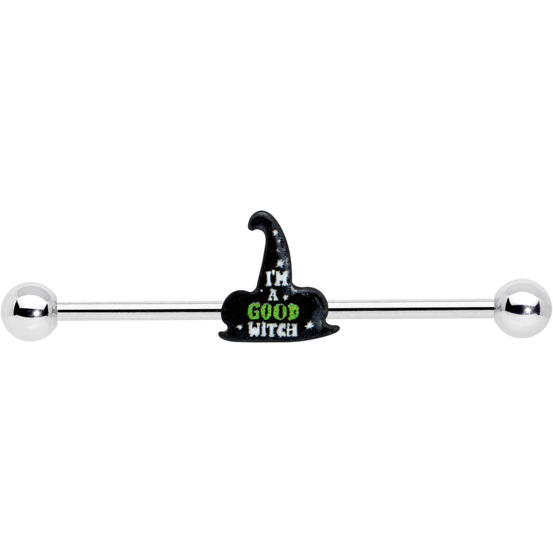 14G Good Witch Hat Glow the Dark Halloween Industrial Barbell 38mm