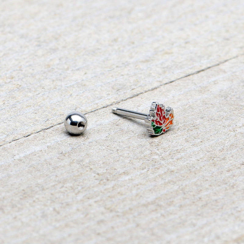 16G 5/16 Autumn Tricolor Maple Leaf Cartilage Tragus Earring