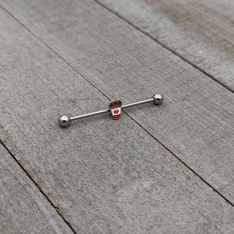 14G Sweet Pumpkin Latte Thanksgiving Industrial Barbell 38mm