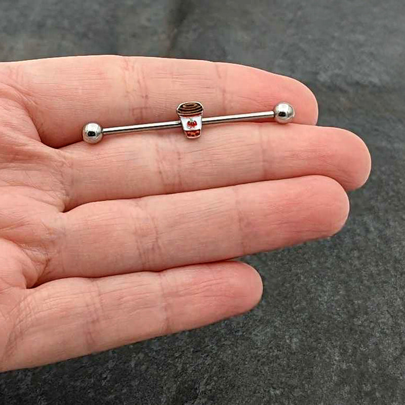 14G Sweet Pumpkin Latte Thanksgiving Industrial Barbell 38mm