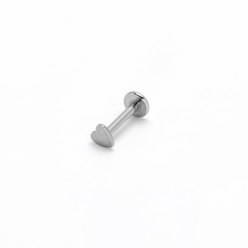 16G 1/4 Internally Threaded Simple Style Heart Labret Tragus