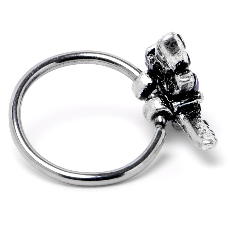 20G 5/16 Purple Yellow Gem Dragonfly Nose Hoop