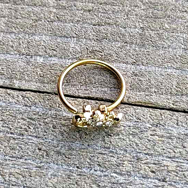 20G 5/16 Clear Gem Gold Tone Luscious Lizard Nose Hoop