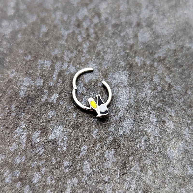 16G 3/8 Champagne Bottle Flute Yellow Hinged Segment Ring